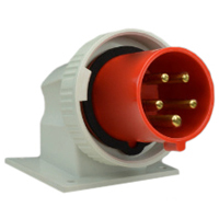 Pin and Sleeve Inlet Devices 888-27005-NS IEC 60309 Surface Mount Inlet Angled, IP67, 30A 200-415V, 32A 220/380-240/415V, 6H, IEC 309 International Pin and Sleeve Devices 